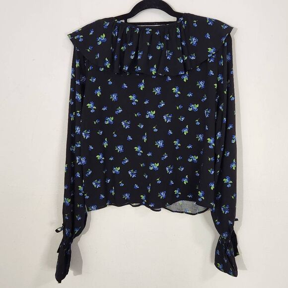 WeWoreWhat Black Floral Cropped Blouse NWT Size Large Boho Floral Blouse - Picture 6 of 10